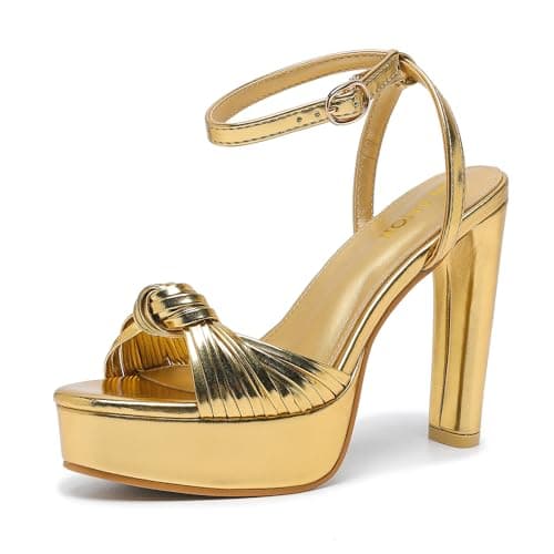 Amoji Women's Platform Braided Ankle Strap Sandals