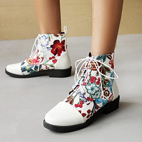 Mikarka Women's Floral Embroidery Ankle Boots