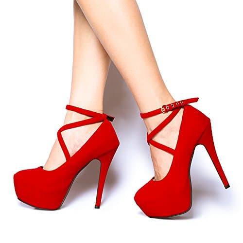OCHENTA Women's Ankle Strap Platform High Heels Party Pumps