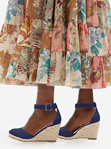 JeimPoey Womens Platform Espadrille Wedge Sandals with Ankle Strap