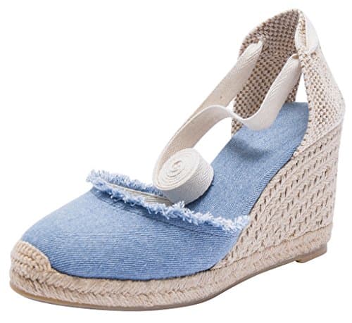 U-lite Womens Espadrille Wedge Sandals Ankle Strap Slingback