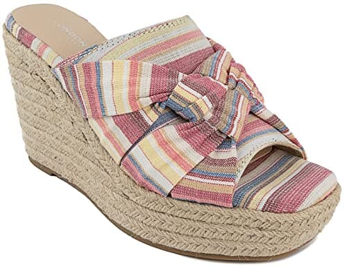 Womens LONDON FOG Heidi Espadrille Wedge Sandals with Bow Detail