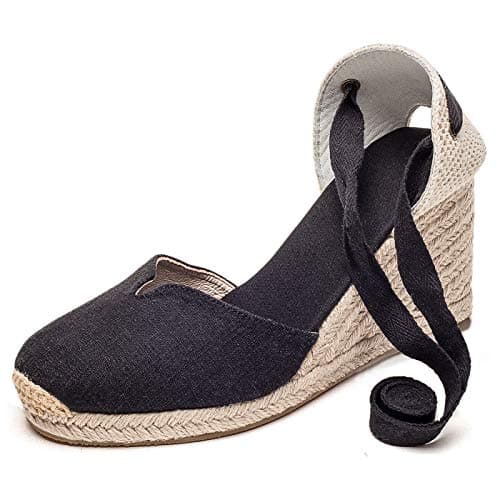 U-lite Womens Espadrille Wedge Sandals Ankle Strap Slingback