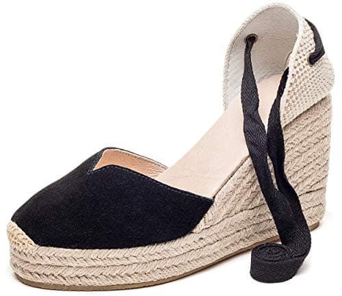 U-lite Womens Espadrille Wedge Sandals Ankle Strap Slingback