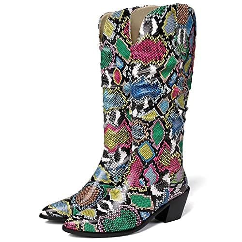 Modern Western Snake Print Cowgirl Boots for Women