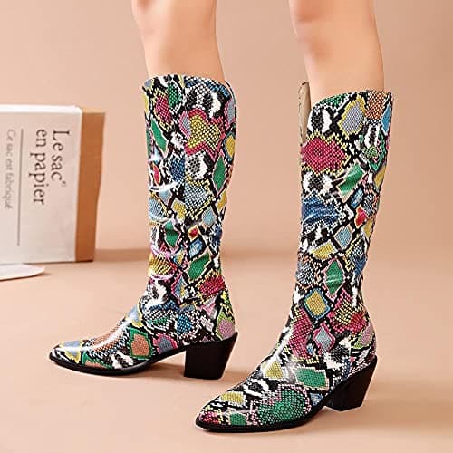 Modern Western Snake Print Cowgirl Boots for Women