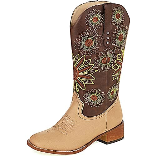 Mikarka Women's Embroidered Mid-Calf Western Cowboy Boots