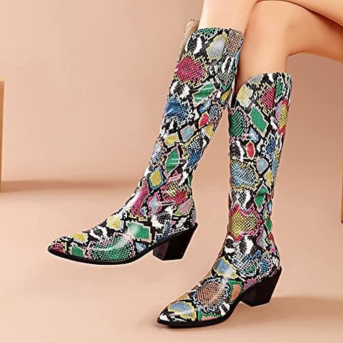 Modern Western Snake Print Cowgirl Boots for Women