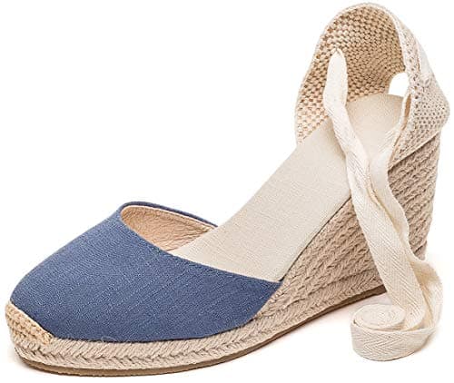 U-lite Womens Espadrille Wedge Sandals Ankle Strap Slingback