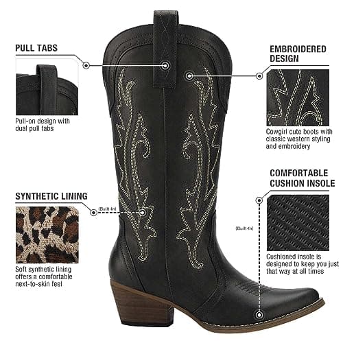HISEA Rollda Cowboy Boots for Women