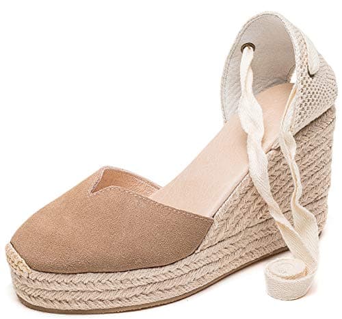U-lite Womens Espadrille Wedge Sandals Ankle Strap Slingback