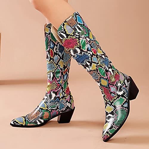 Modern Western Snake Print Cowgirl Boots for Women