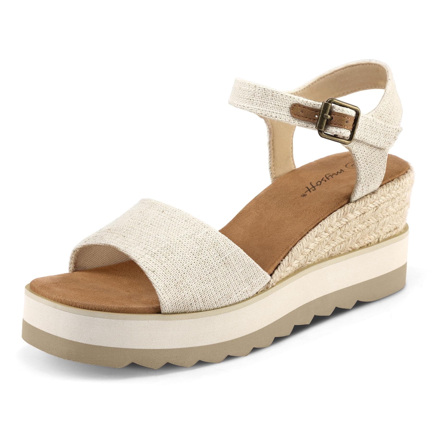 Womens Mysoft Espadrille Wedge Sandals EVA Sole Buckleanych Open Toe