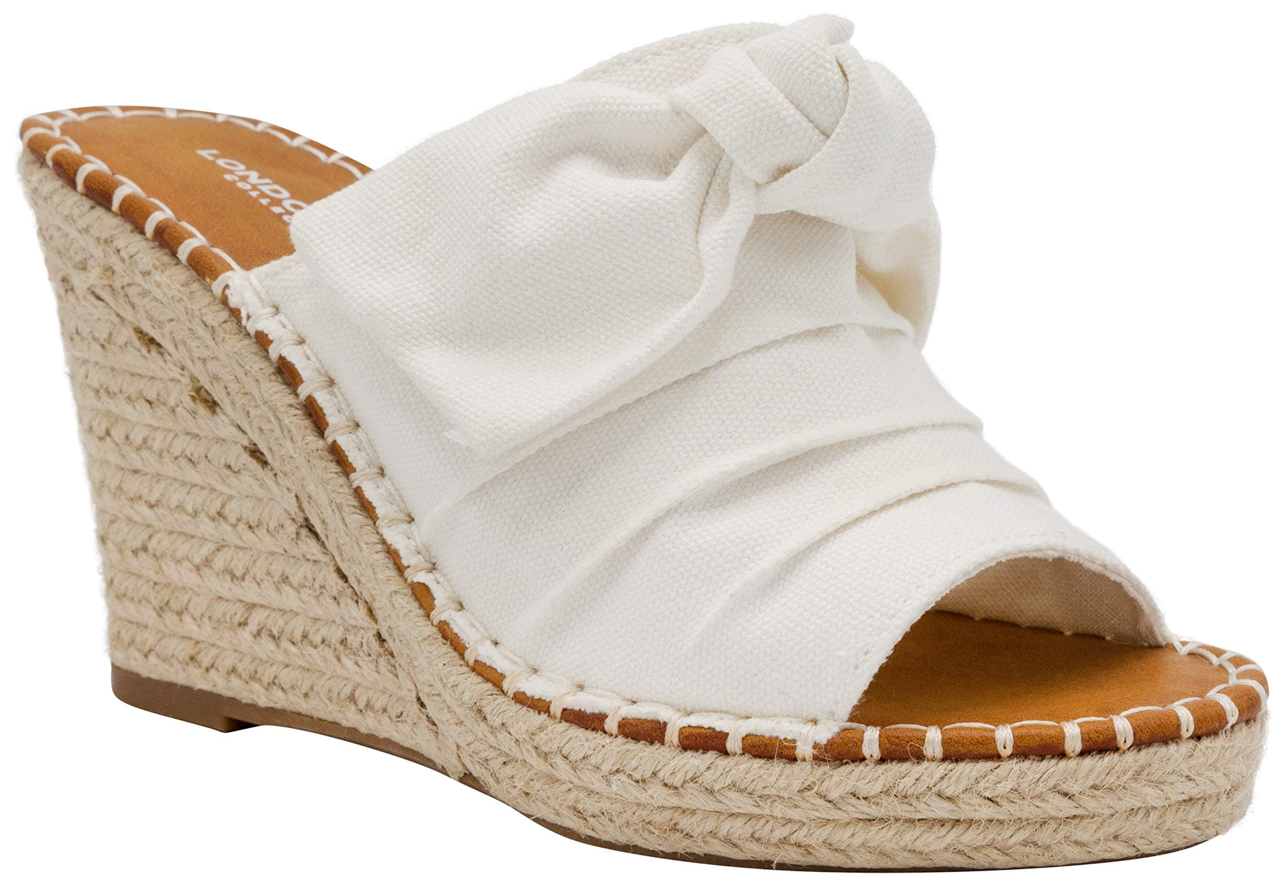 Womens LONDON FOG Heidi Espadrille Wedge Sandals with Bow Detail