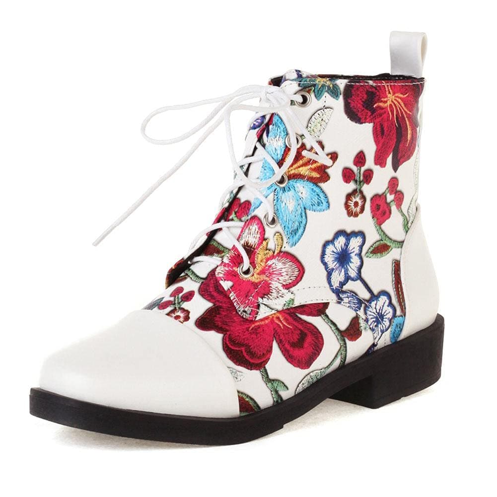 Mikarka Women's Floral Embroidery Ankle Boots